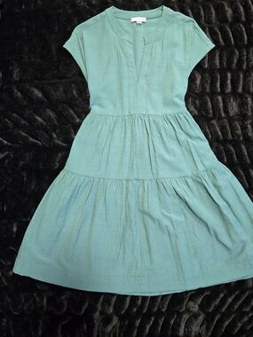 Teal Tiered Cotton Dress